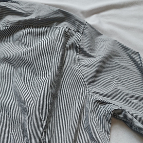 Calvin Klein Mens Slimfit Button-up Shirt, Gray White Pinstripes, 16 34/35 - Picture 7 of 8